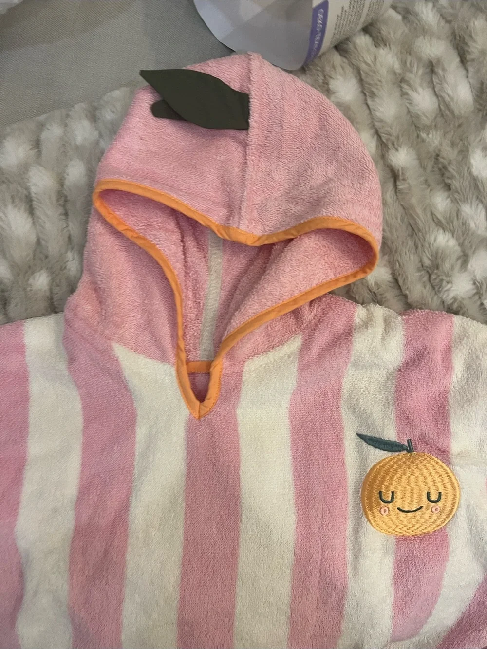 NWT Pink orange Hooded Poncho - Kids Bath Towel